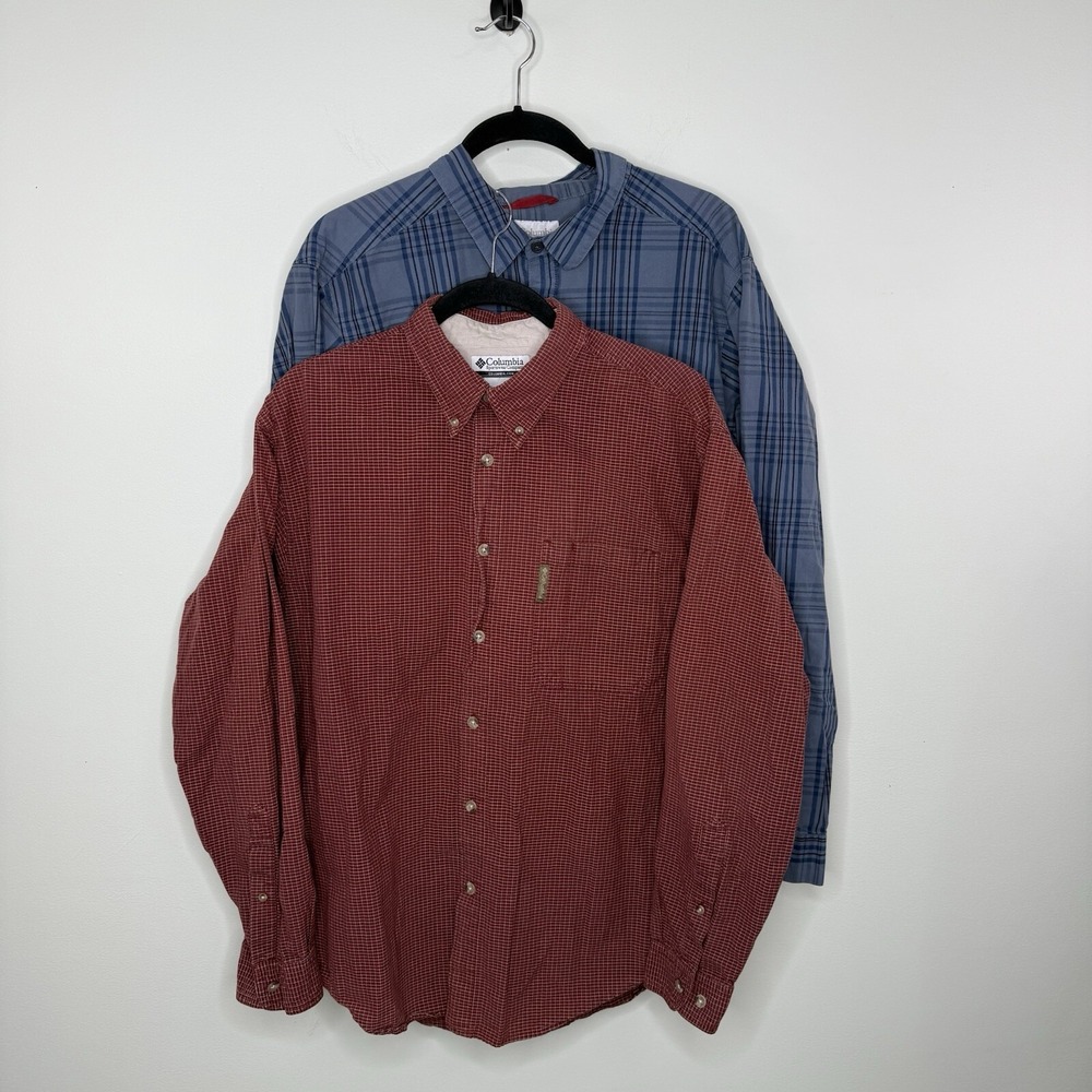 Columbia Men's Lot of 2 Button Down Shirt Pocket Outdoors Nature Hiking Plaid